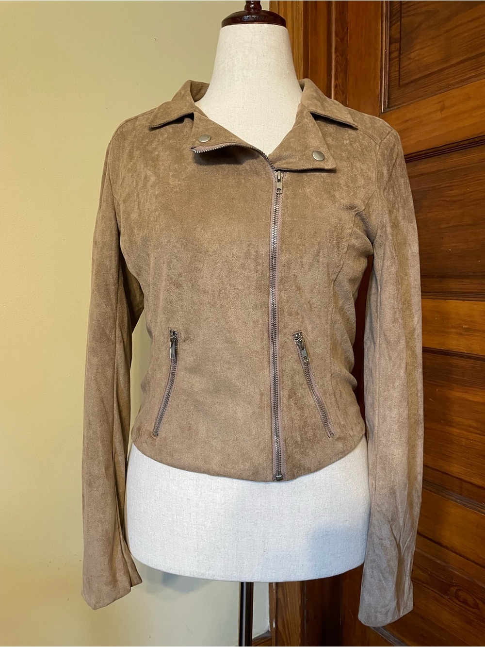 Charlotte Russe Light Brown Suede Moto Jacket
